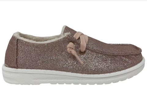 Gypsy Jazz Kid's "Lil Holly Glitter" Blush Slip-on Shoes-Shoes-Sunshine and Wine Boutique