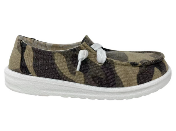 Gypsy Jazz Kid's "Kitty Kat" Camo Slip On Shoes-Shoes-Sunshine and Wine Boutique