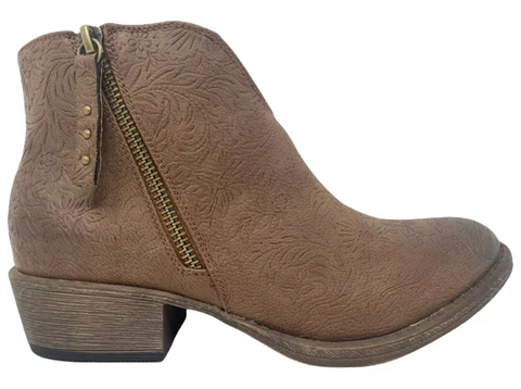 Very G "Divine Tooled" Tan Bootie-Shoes-Sunshine and Wine Boutique