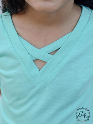 Southern Grace Girl's Tangled V-Neck Basics, Mint