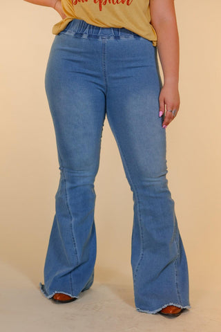 Southern Grace The Jolene High Rise Light Wash Flare Denim Jeans