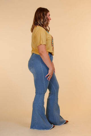 Southern Grace The Jolene High Rise Light Wash Flare Denim Jeans