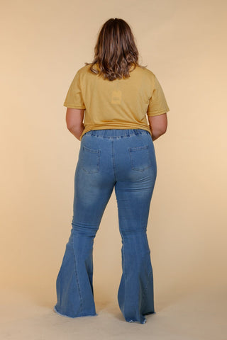 Southern Grace The Jolene High Rise Light Wash Flare Denim Jeans