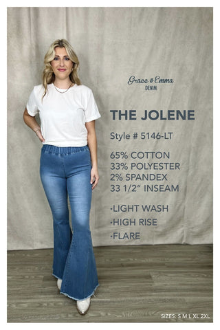 Southern Grace The Jolene High Rise Light Wash Flare Denim Jeans