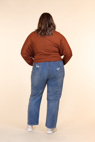 Southern Grace The Savannah High Rise Boyfriend Fit Distressed Denim Jeans