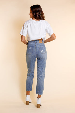 Southern Grace The Savannah High Rise Boyfriend Fit Distressed Denim Jeans