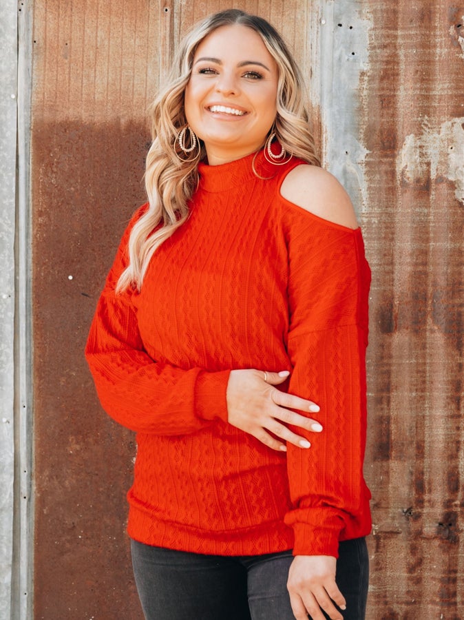 Orange off best sale the shoulder sweater