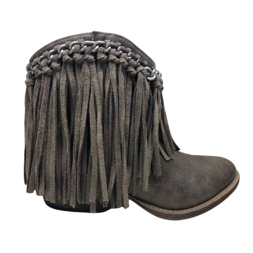 Very G "Juno" Taupe Fringe Bootie-Shoes-Sunshine and Wine Boutique