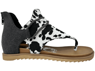 Very G "Angelika 2" Black & White Cow Sandal Shoe