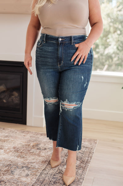 Judy Blue High Rise Distressed Wide Leg Crop Jeans 82593 - Exclusive-Jeans-Sunshine and Wine Boutique