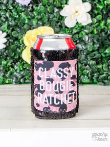 Peachy Keen Classy Bougie Ratchet Black Sequin Regular Can Cooler-Can & Bottle Sleeves-Sunshine and Wine Boutique