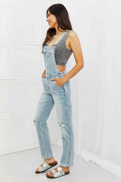 Judy Blue Melina Full Size Distressed Straight Leg Overalls - Exclusive-Jeans-Sunshine and Wine Boutique