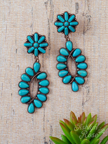 Ashlyn Rose Flower Child Turquoise and Bronze Flower Earrings-Earrings-Sunshine and Wine Boutique