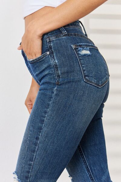 Judy Blue Mid Rise Tummy Control Destroy Skinny Denim 88798 - Exclusive-Jeans-Sunshine and Wine Boutique