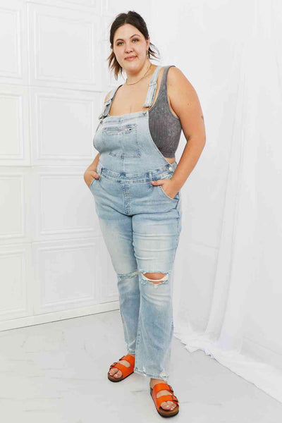 Judy Blue Distressed Straight Leg Overalls 88631 - Exclusive-Jeans-Sunshine and Wine Boutique