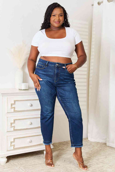 Judy Blue Full Size High Waist Released Hem Slit Jeans - Exclusive-Jeans-Sunshine and Wine Boutique