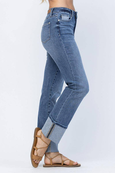 Judy Blue High Waist Straight Leg Jeans with Wide Cuff 88328 - Exclusive-Jeans-Sunshine and Wine Boutique