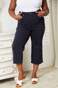 Judy Blue Full Size High Waist Tummy Control Garment Dyed Wide Cropped Jeans - Exclusive-Jeans-Sunshine and Wine Boutique