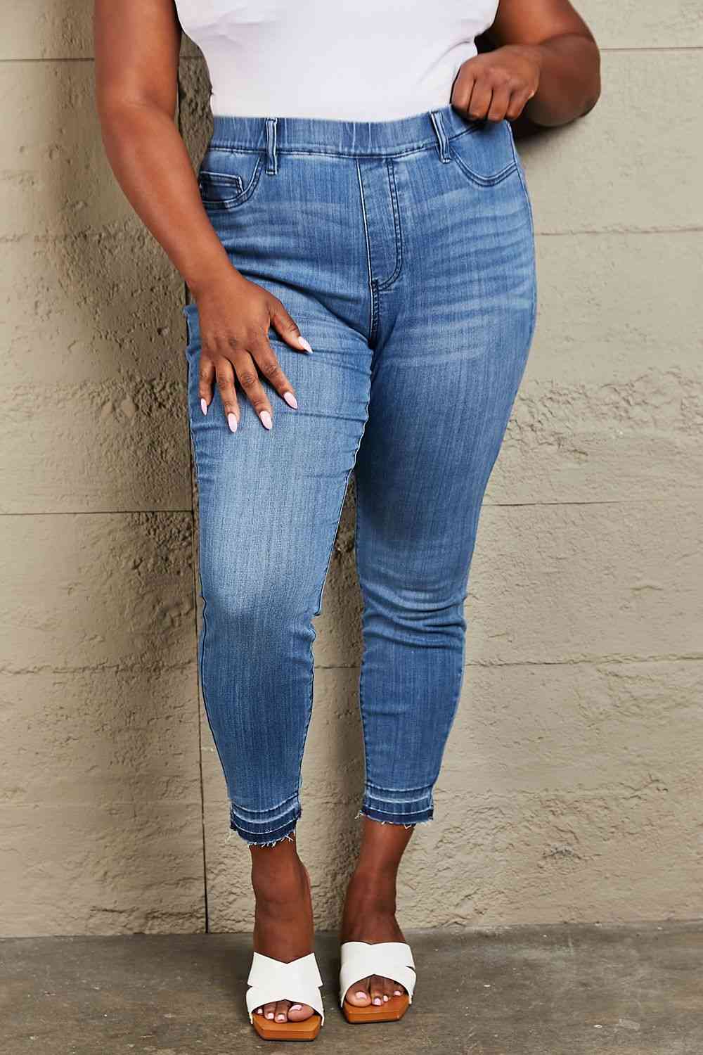 Judy Blue Janavie Full Size High Waisted Pull On Skinny Jeans - Exclusive-Jeans-Sunshine and Wine Boutique