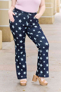 Judy Blue Janelle High Waist Star Print Flare Jeans 88662 - Exclusive-Jeans-Sunshine and Wine Boutique