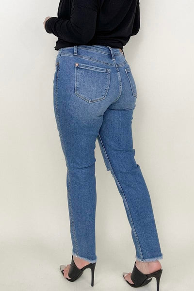 Judy Blue Embroidered Boyfriend Jeans with Side Seam Stitch - Exclusive-Jeans-Sunshine and Wine Boutique