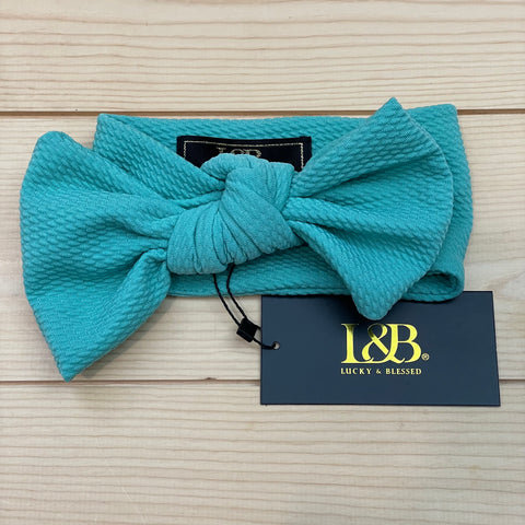 Lucky & Blessed Turquoise Big Bow Baby Headband-Headband-Sunshine and Wine Boutique
