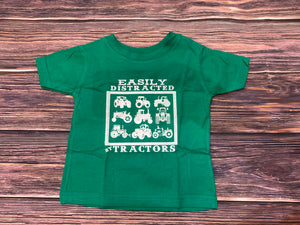 The Whole Herd Boy's Easily Distracted by Tractors Tee, Green-Clothing-Sunshine and Wine Boutique