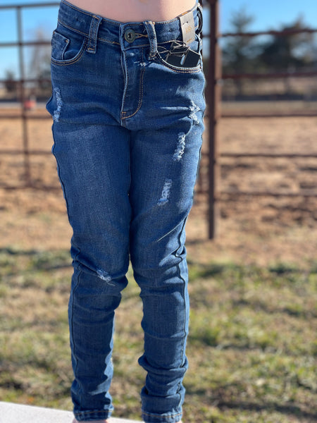 Lucky & Blessed Girl's Mid Wash Mid Rise Skinny Jeans 52419-1-K-Clothing-Sunshine and Wine Boutique