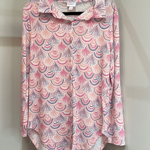 LuLaRoe Valentina Long Sleeve Button Up Top Size Small Pink-Shirts & Tops-Sunshine and Wine Boutique