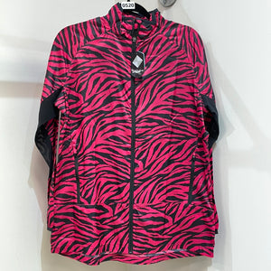 LuLaRoe Rise: Determined Athletic Zip Up Jacket Size Medium Pink & Black-Shirts & Tops-Sunshine and Wine Boutique