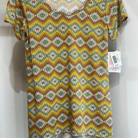 LuLaRoe Classic Tee Yellow Striped Top, Small-Shirts & Tops-Sunshine and Wine Boutique