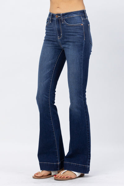 Judy Blue High Rise 2” Hem Trouser Flare Denim 82395-Jeans-Sunshine and Wine Boutique