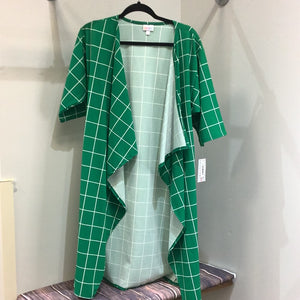 LuLaRoe Shirley Kimono Size Small Green Plaid-Shirts & Tops-Sunshine and Wine Boutique