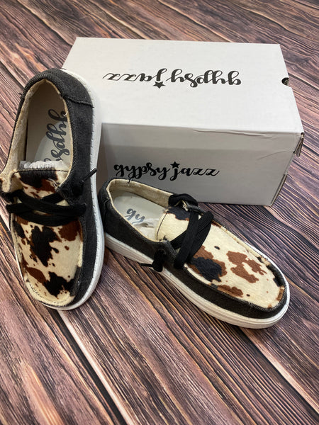 Gypsy Jazz Kid's "Lil Mooma" Black Cow Slip-on Shoes-Shoes-Sunshine and Wine Boutique