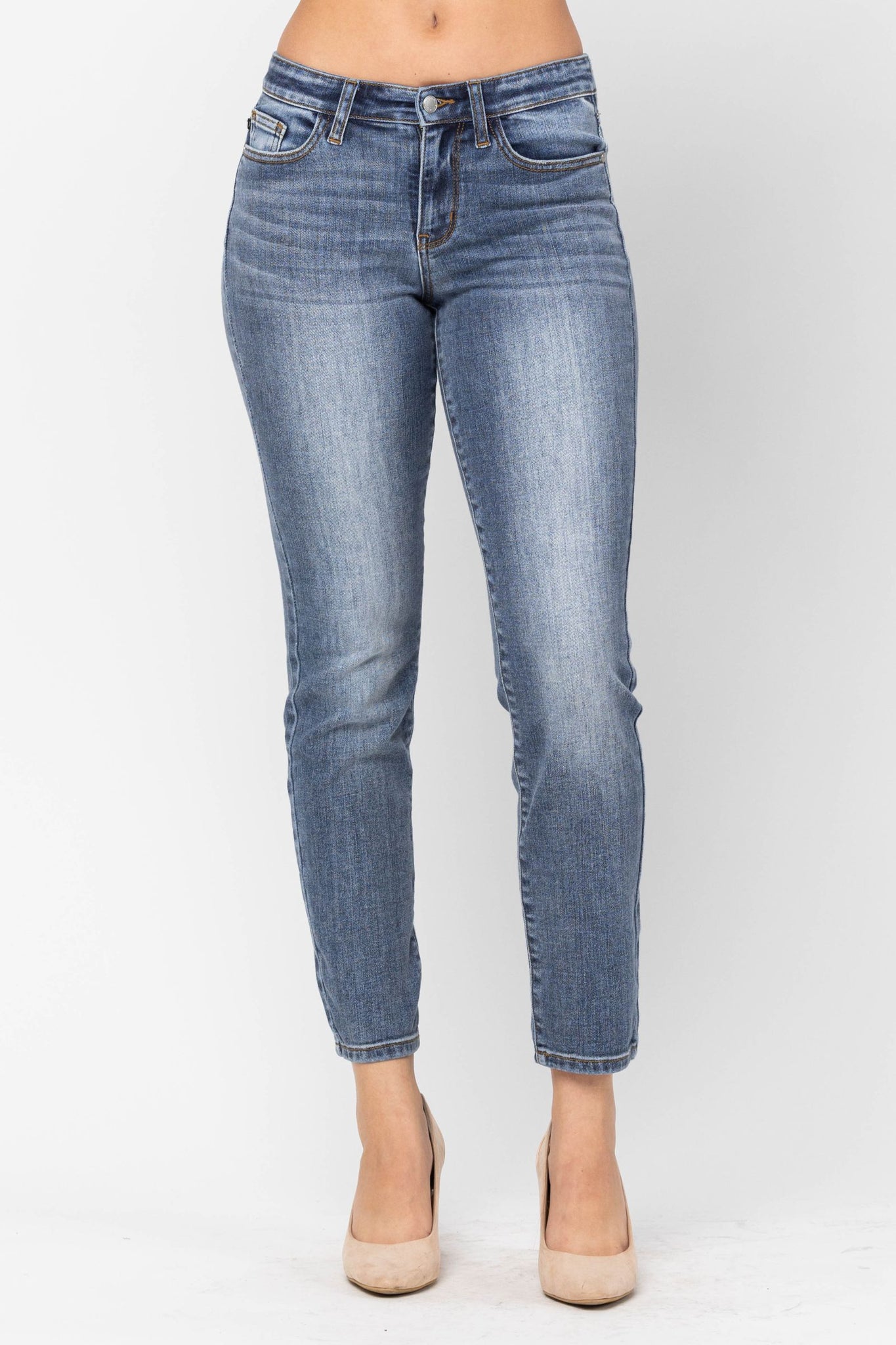 Judy Blue Mid-Rise Classic Slim Denim 82180-Jeans-Sunshine and Wine Boutique