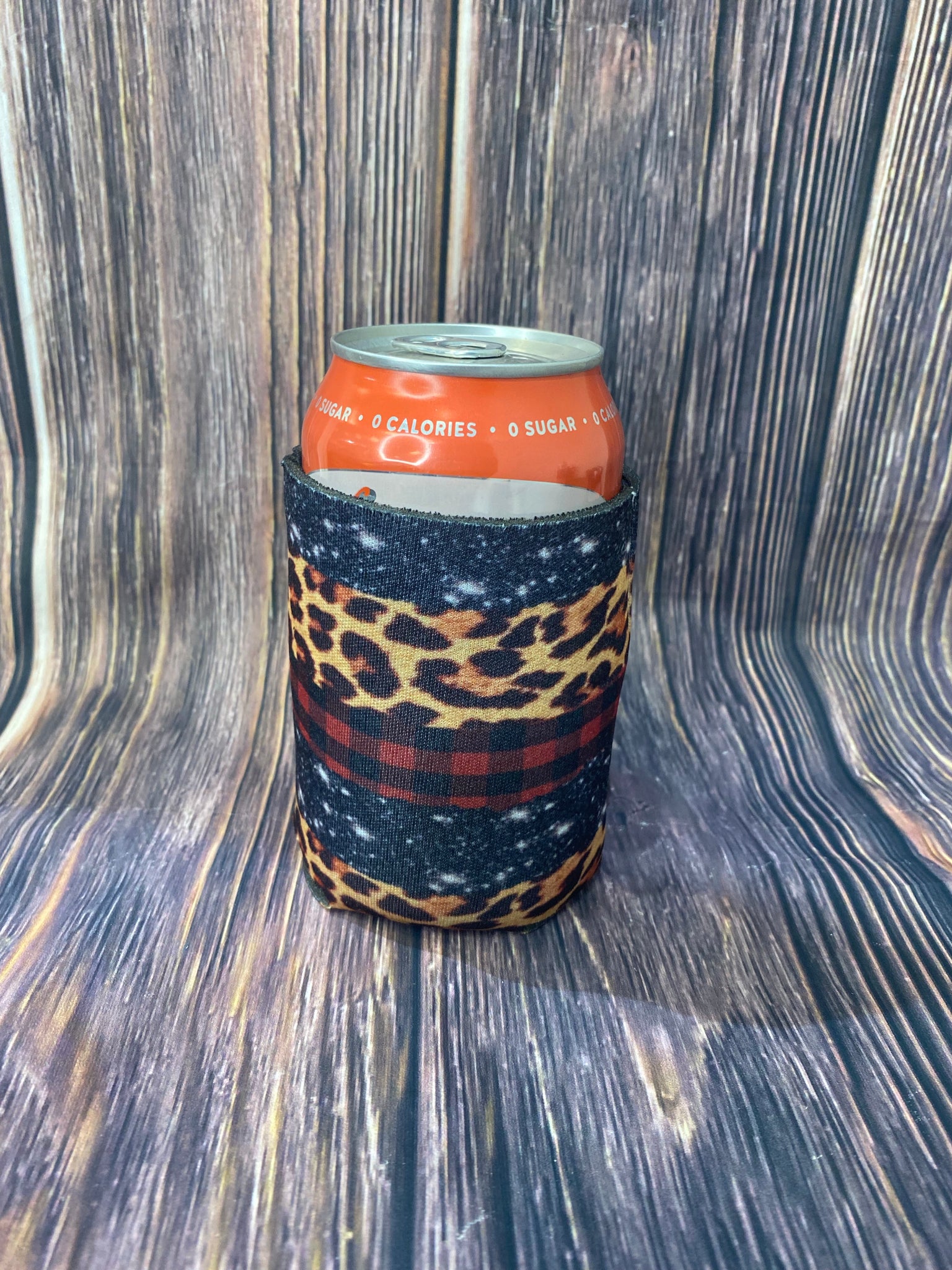 The Swanky Blossom Regular Can Cooler, Leopard Plaid-Can & Bottle Sleeves-Sunshine and Wine Boutique