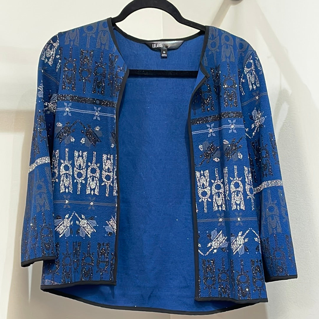 LuLaRoe Stella "Elegant Collection" Long Sleeve Jacket XS Blue-Shirts & Tops-Sunshine and Wine Boutique