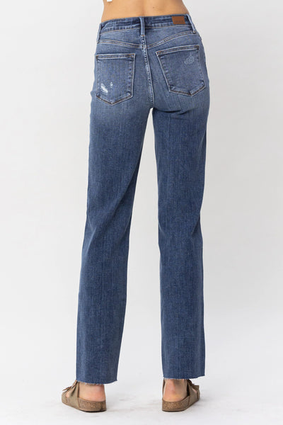 Judy Blue High Waist Hidden Button-Fly Straight Denim 82468-Jeans-Sunshine and Wine Boutique