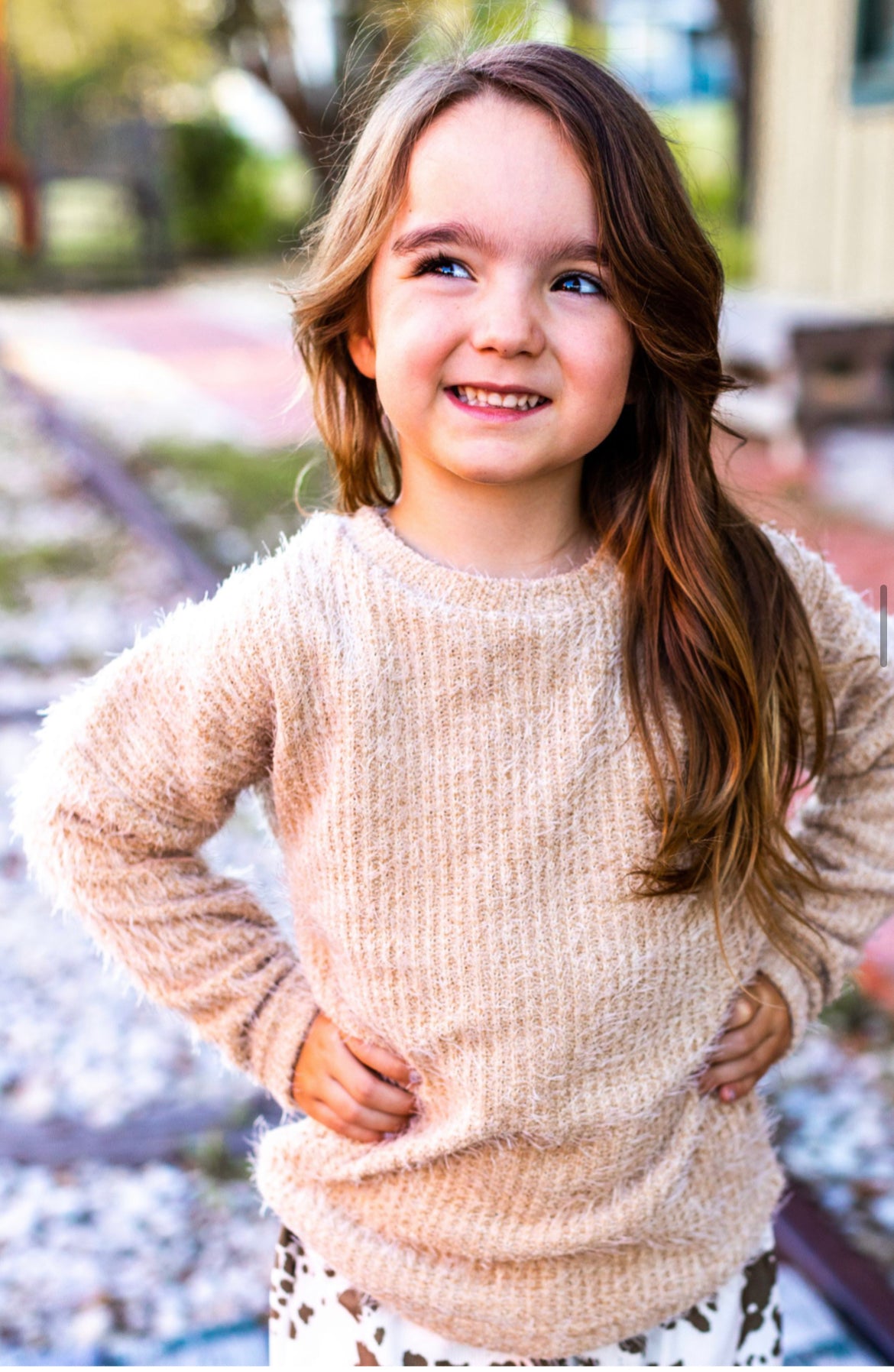 Southern Grace Girl's Utmost Comfort Sweater, Beige-Baby & Toddlers Tops-Sunshine and Wine Boutique
