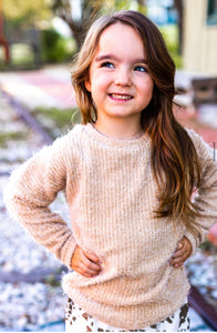 Southern Grace Girl's Utmost Comfort Sweater, Beige-Baby & Toddlers Tops-Sunshine and Wine Boutique