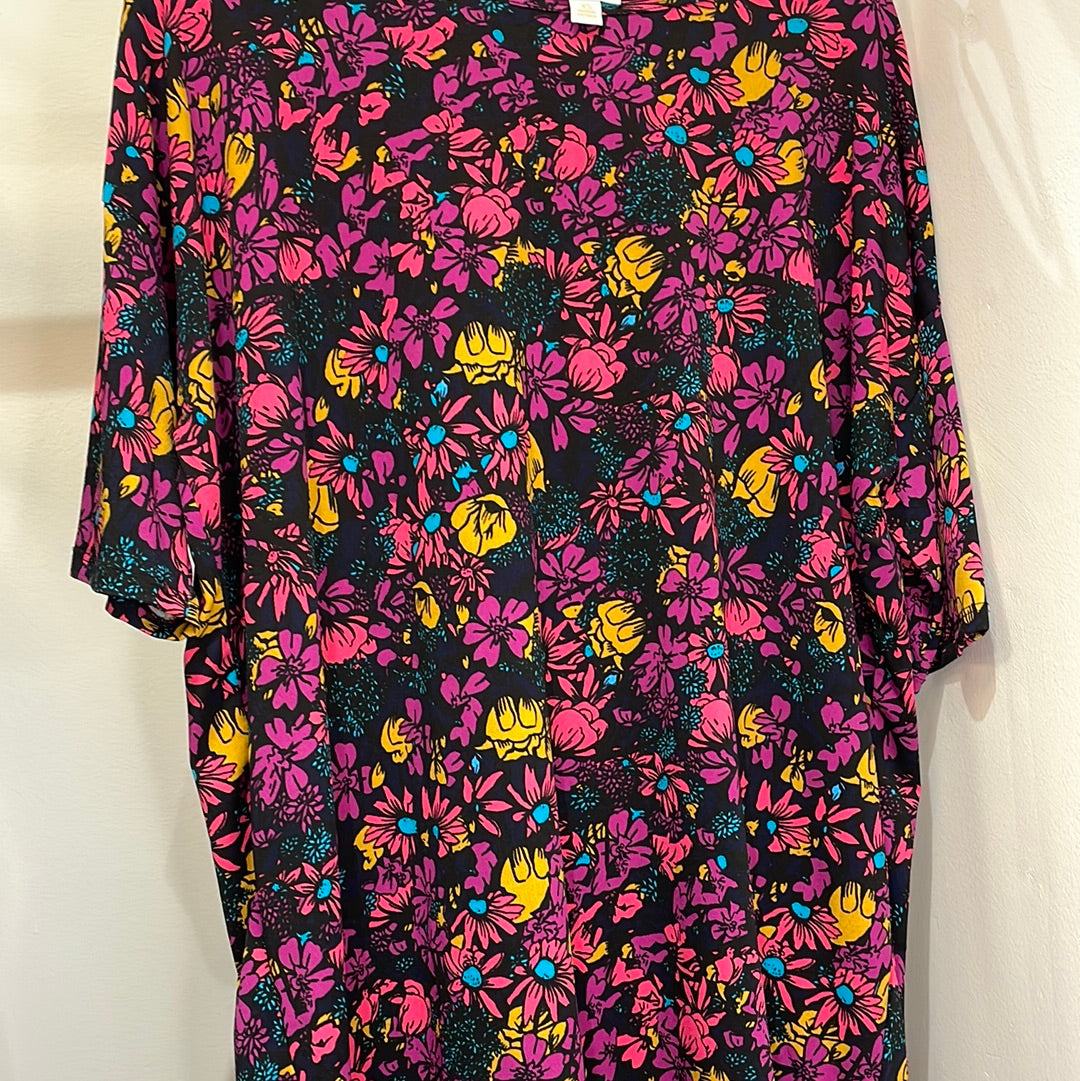 LuLaRoe Irma Short Sleeve High Low Top Size XS Floral-Shirts & Tops-Sunshine and Wine Boutique
