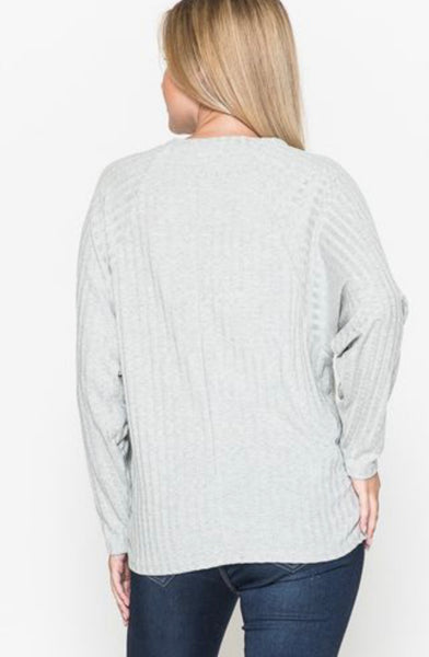 RK Apparel Heather Grey Hacci Long Sleeve Top, Maternity-Clothing-Sunshine and Wine Boutique