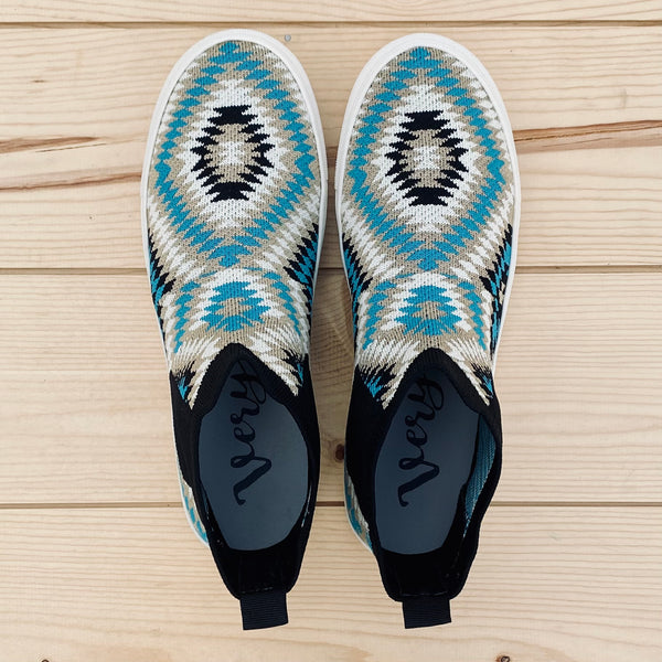Very G "Bess" Black & Turquoise Slip-on Shoes-Shoes-Sunshine and Wine Boutique
