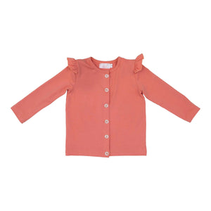 Mila & Rose Girl's Peach Ruffle Button Cardigan-Baby & Toddlers Tops-Sunshine and Wine Boutique