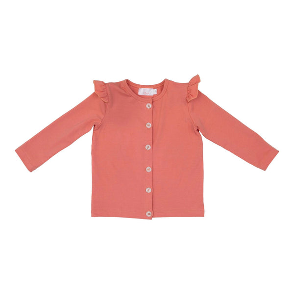 Mila & Rose Girl's Peach Ruffle Button Cardigan-Baby & Toddlers Tops-Sunshine and Wine Boutique