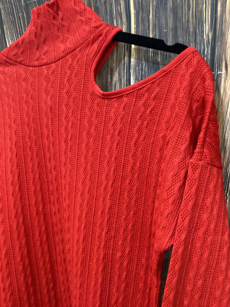 Southern Grace Off the Shoulder Sweater, Red-Shirts & Tops-Sunshine and Wine Boutique