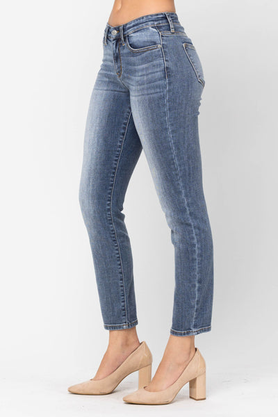 Judy Blue Mid-Rise Classic Slim Denim 82180-Jeans-Sunshine and Wine Boutique