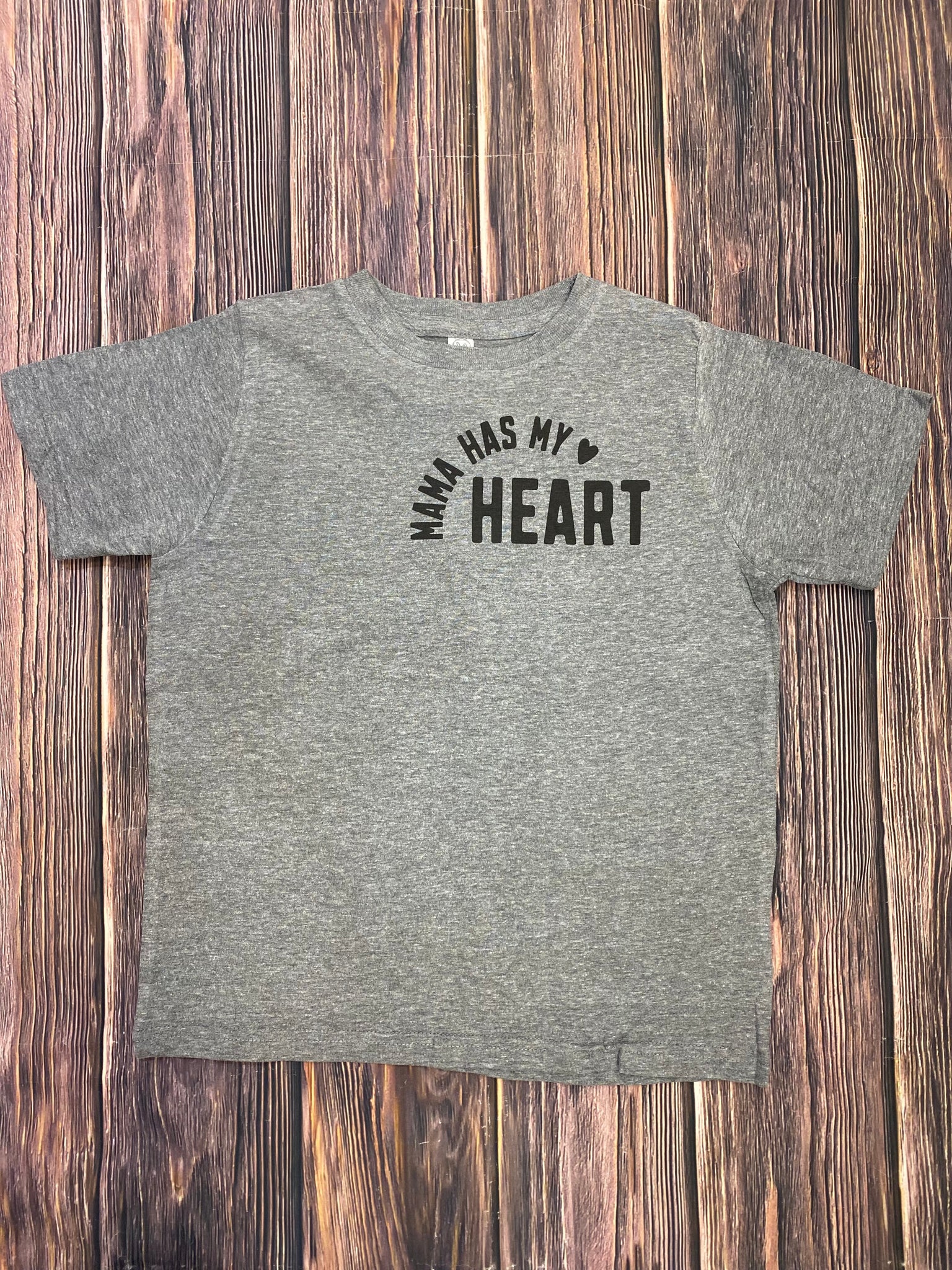 Beauts & Beaus Boy's Mama has my heart tee, Grey-Clothing-Sunshine and Wine Boutique