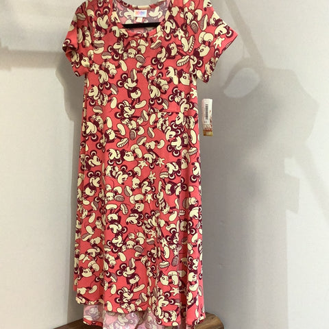 LuLaRoe Disney Carly High Low Dress Size XXS, Coral Mickey-Shirts & Tops-Sunshine and Wine Boutique