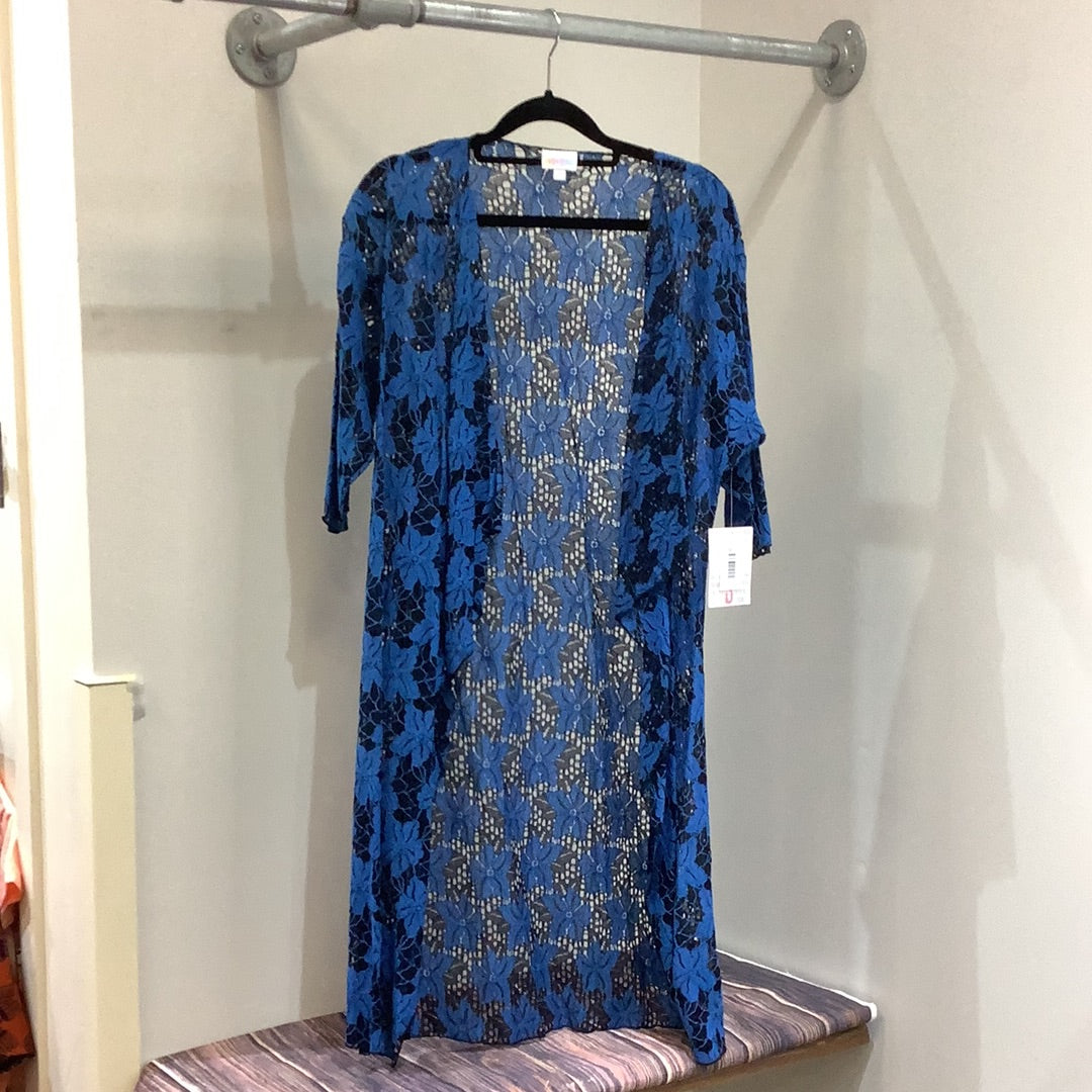 LuLaRoe Shirley Kimono Size Small Blue & Black-Shirts & Tops-Sunshine and Wine Boutique